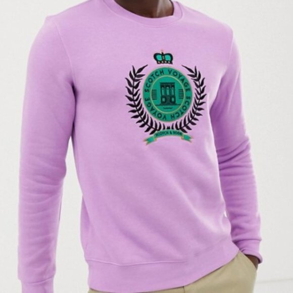 Scotch & Soda Other - Scotch & Soda "Scotch Voyage" Purple Crewneck Embroidered Sweatshirt, Size L